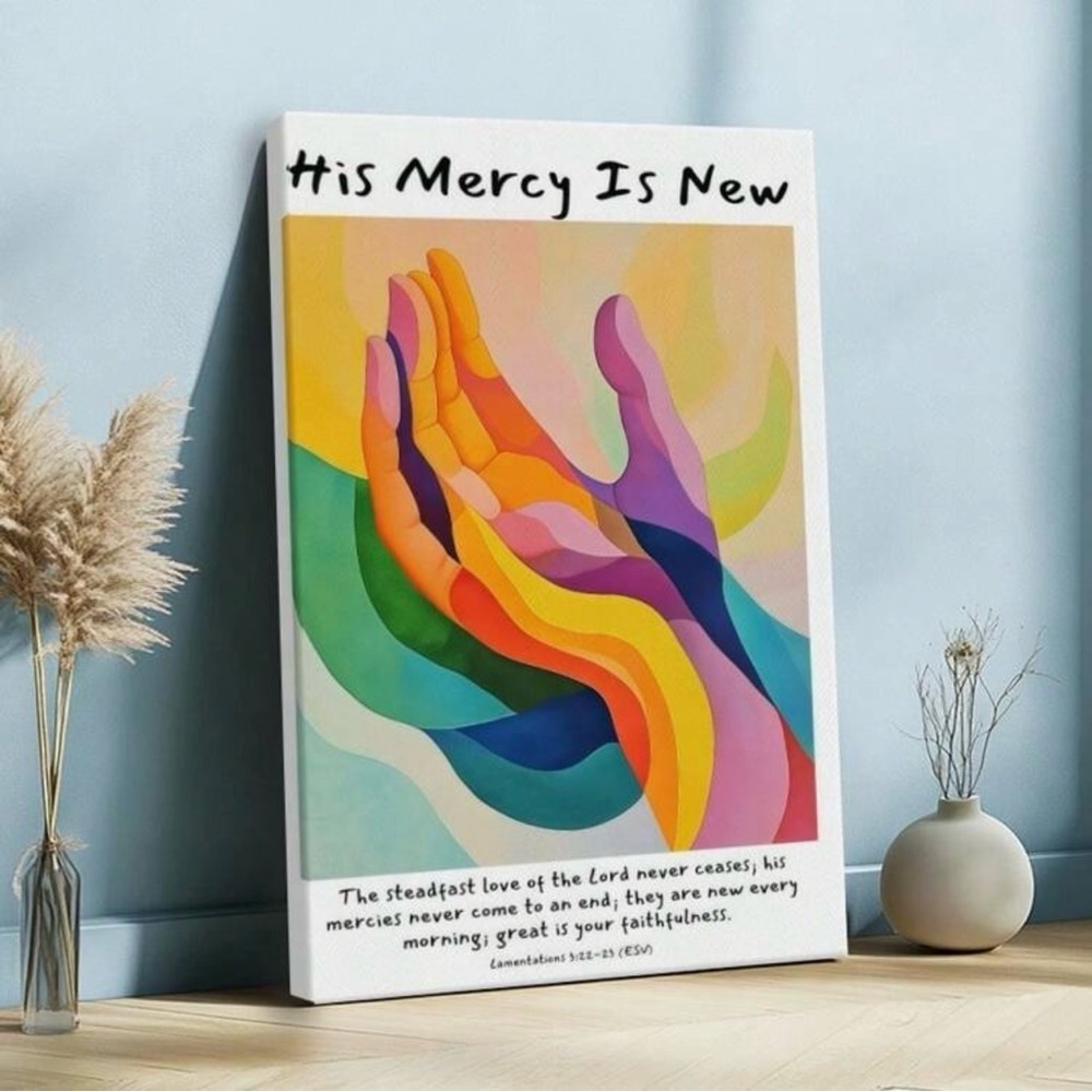 Colorful Mercy Christian Art Print, 12”x18” Wrapped Canvas - Picture 3 of 7